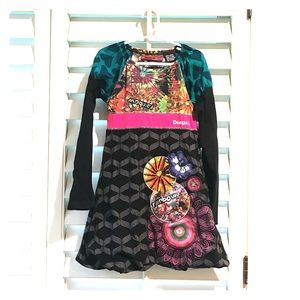 Desigual funky patterned long sleeve dress sz 7-8
